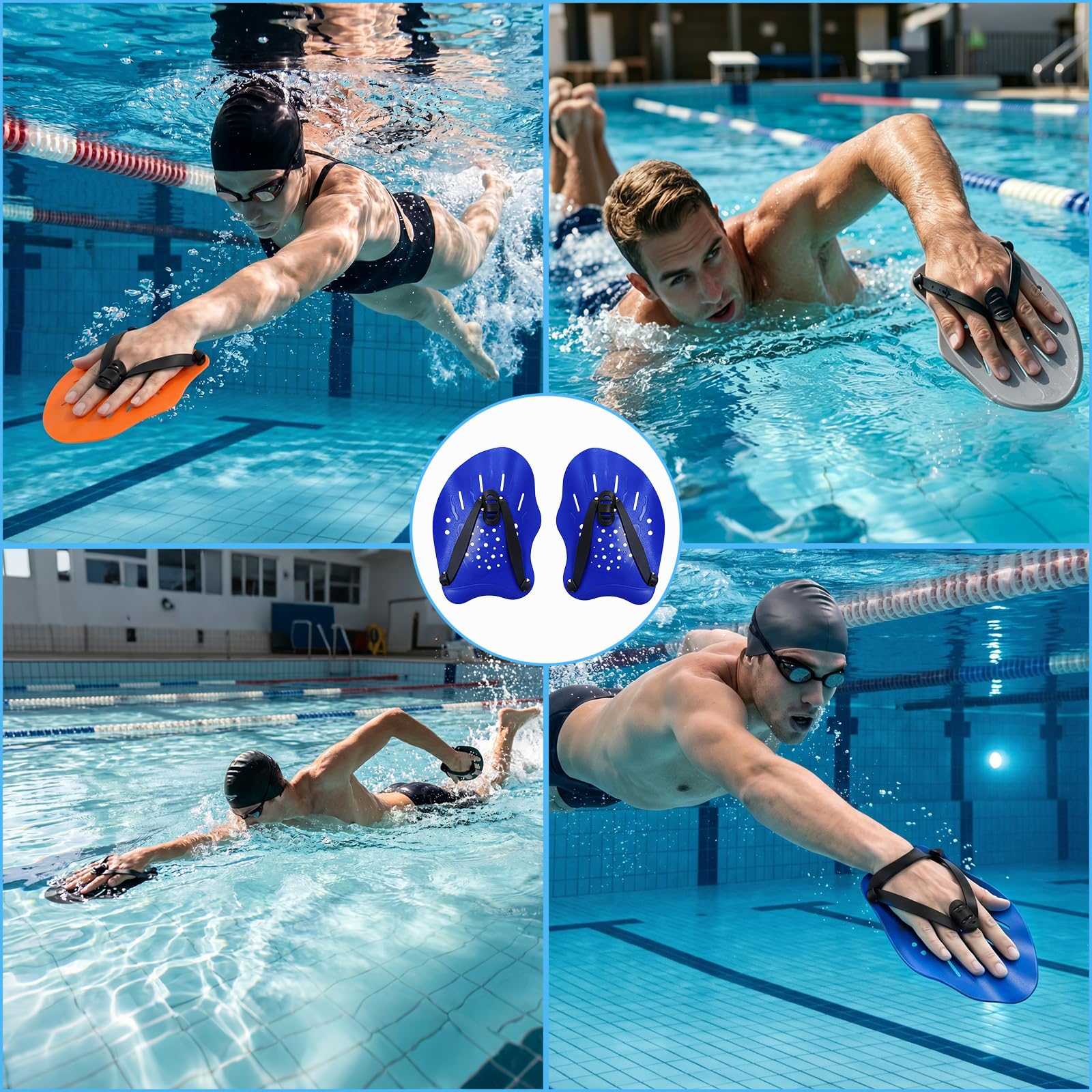 Hand Paddles Schwimmen, Handflossen Schwimmen, Einstellbar Schwimmpaddel Unterarm Kraftkraft, Krafttrainingshilfe, Pool Trainingsgerät, Geeignet Zubehör Erwachsene, Kinder
