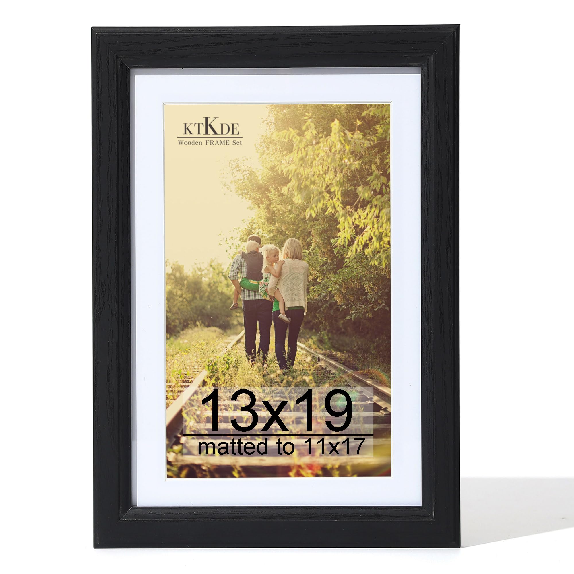 Cadre photo 33x48.3 cm premium en verre véritable et bois de style moderne