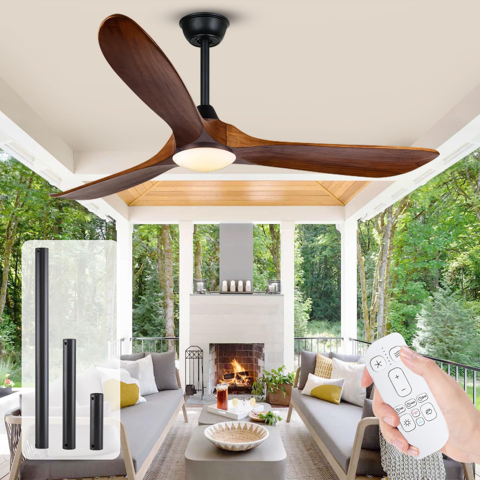 Moderno Ventilatore Da Soffto Da 52 Pollici Con Motore CC Da 30 W Design Bianco Nero A Basso Profilo Con Telecomando Ventilatore Domestico Silenzioso Ed Efficiente Dal Punto Di Vista Energetico 220