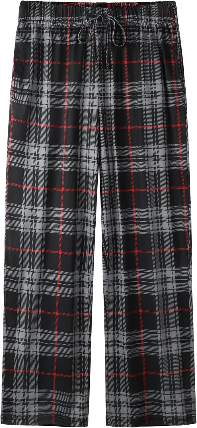 IHU Boys Pajama Pants Soft Kids Plaid Pj Bottom Lounge Pants Sleepwear with Drawsting & Pockets for Boys Girls Clothes