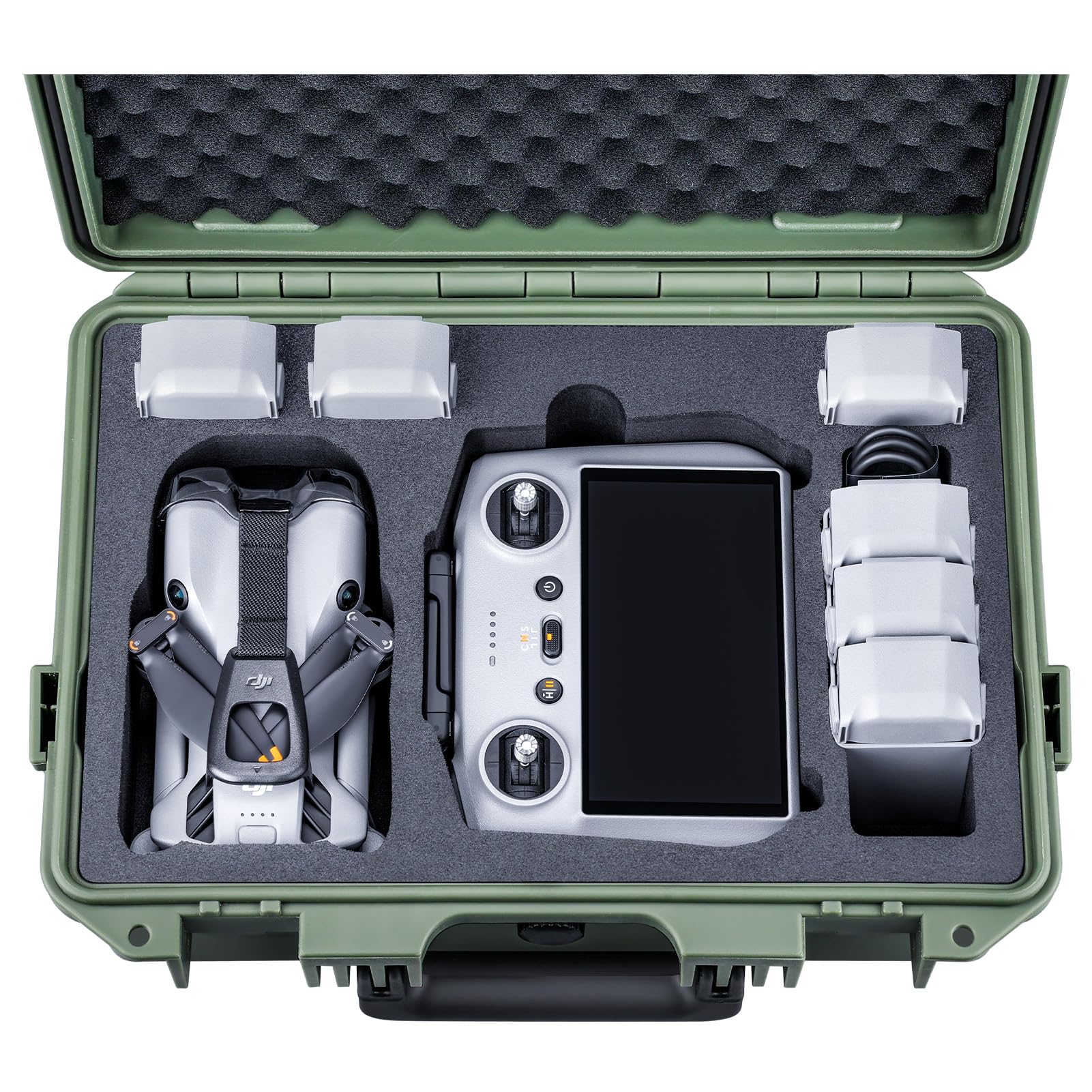Lykus Titan MM510 wodoodporne twarde etui do DJI Mini 5 Pro i RC2/RC-N3, obsługuje do 7 baterii, zielone [TYLKO ETUI]