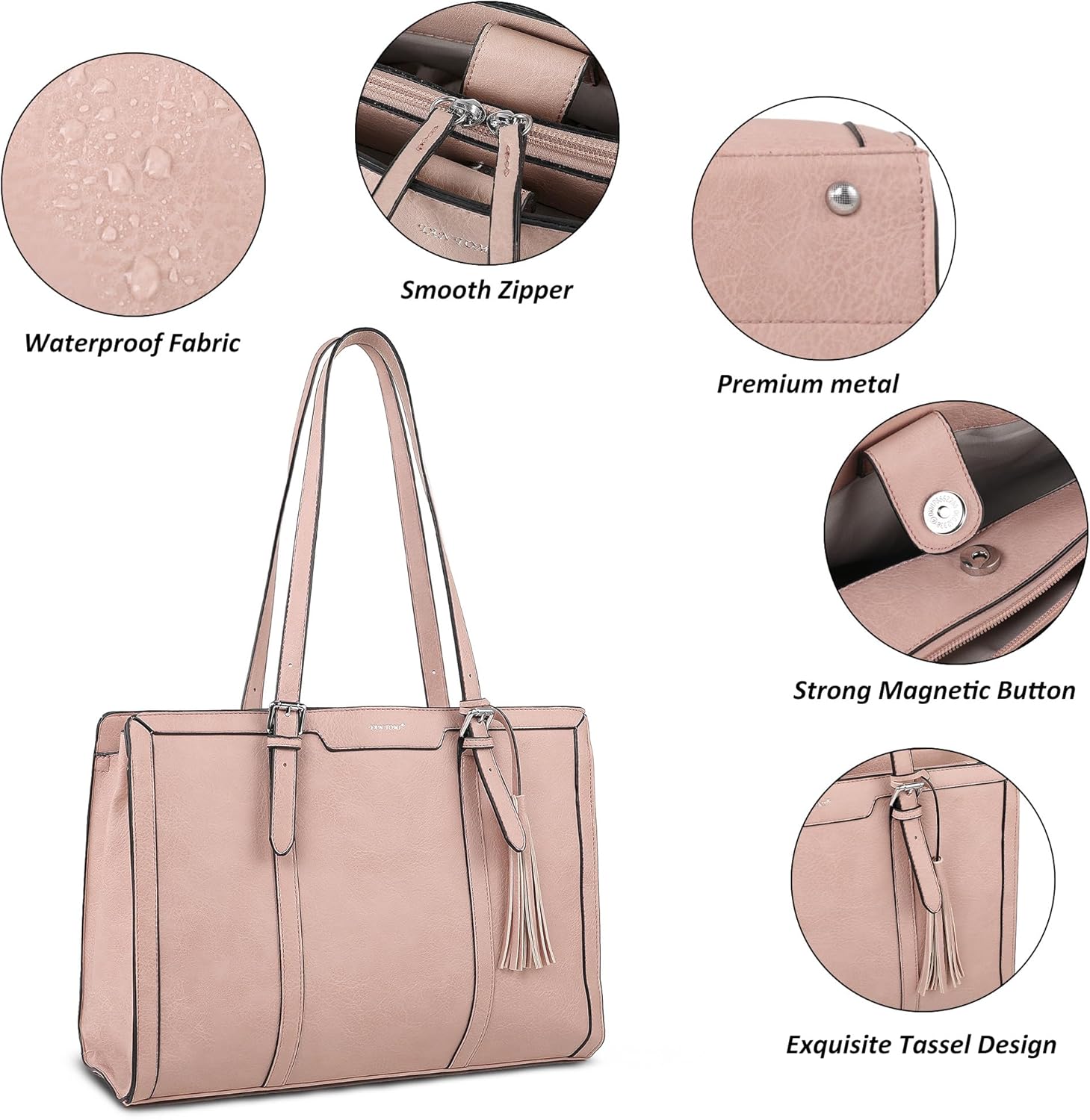 TANTOMI Women's Tote Handbags,15.6 Inch Purses Handbags Shoulder Adjustable Shoulder Strap for Work Travel Everyday - Image 7