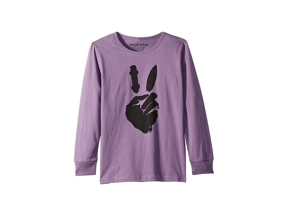 

Munster Kids Peace Ride Long Sleeve Tee (Toddler/Little Kids/Big Kids) (Grape) Boy's Long Sleeve Pullover