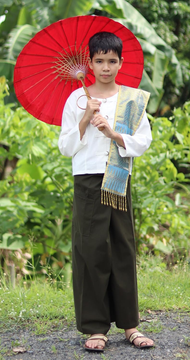RaanPahMuang Thai Fisherman Boys Girls Loose Yoga Pirate Harem Unisex Wrap Pants