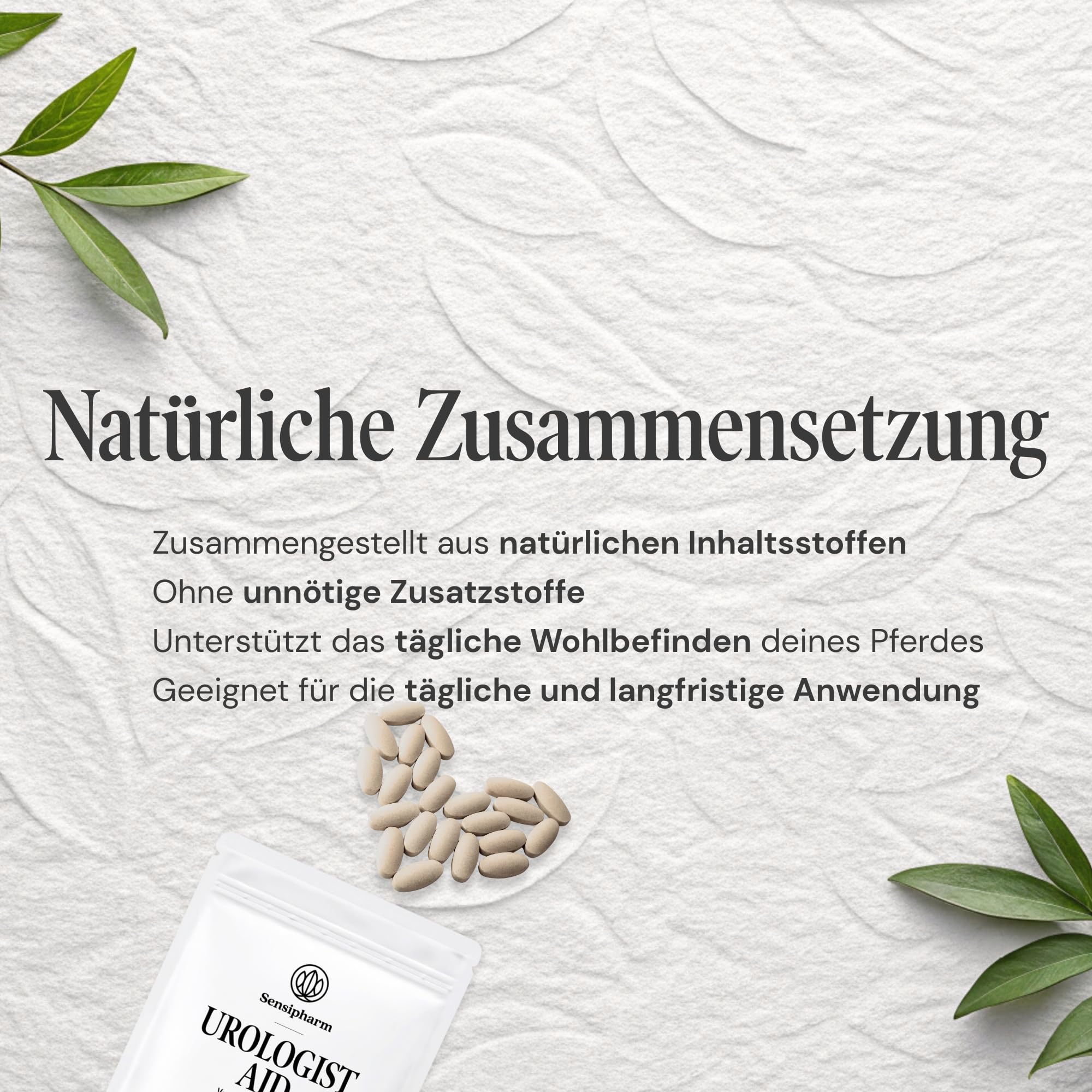Urologist Aid Pferd – Harnwegshilfe bei Blasenentzündung, Blasensteinen & Nierensteinen – pflanzliches Nahrungsergänzungsmittel zur Unterstützung von Blase & Harnwegen – 180 × 1000 mg – Sensipharm