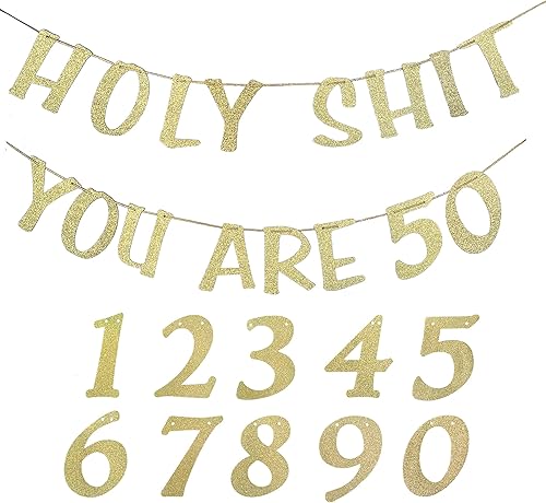 Cartel de cumpleaños personalizado con purpurina dorada para cumpleaños de 20, 30, 40, 50, 60, 70, 80, 90 y 90 cumpleaños, guirnaldas divertidas