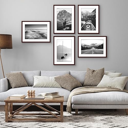 Vista 189 de Americanflat Portarretratos de 5 x 6 pulgadas con plexiglás pulido, juego de 5 portarretratos de 2 x 3 pulgadas con paspartú o para fotos de 5 x 6