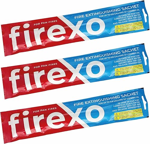 Firexo - Paquete de 3 sobres para extintor de incendios Firexo - Alternativa a manta de incendios - Extintor de emergencia para incendios de cocina