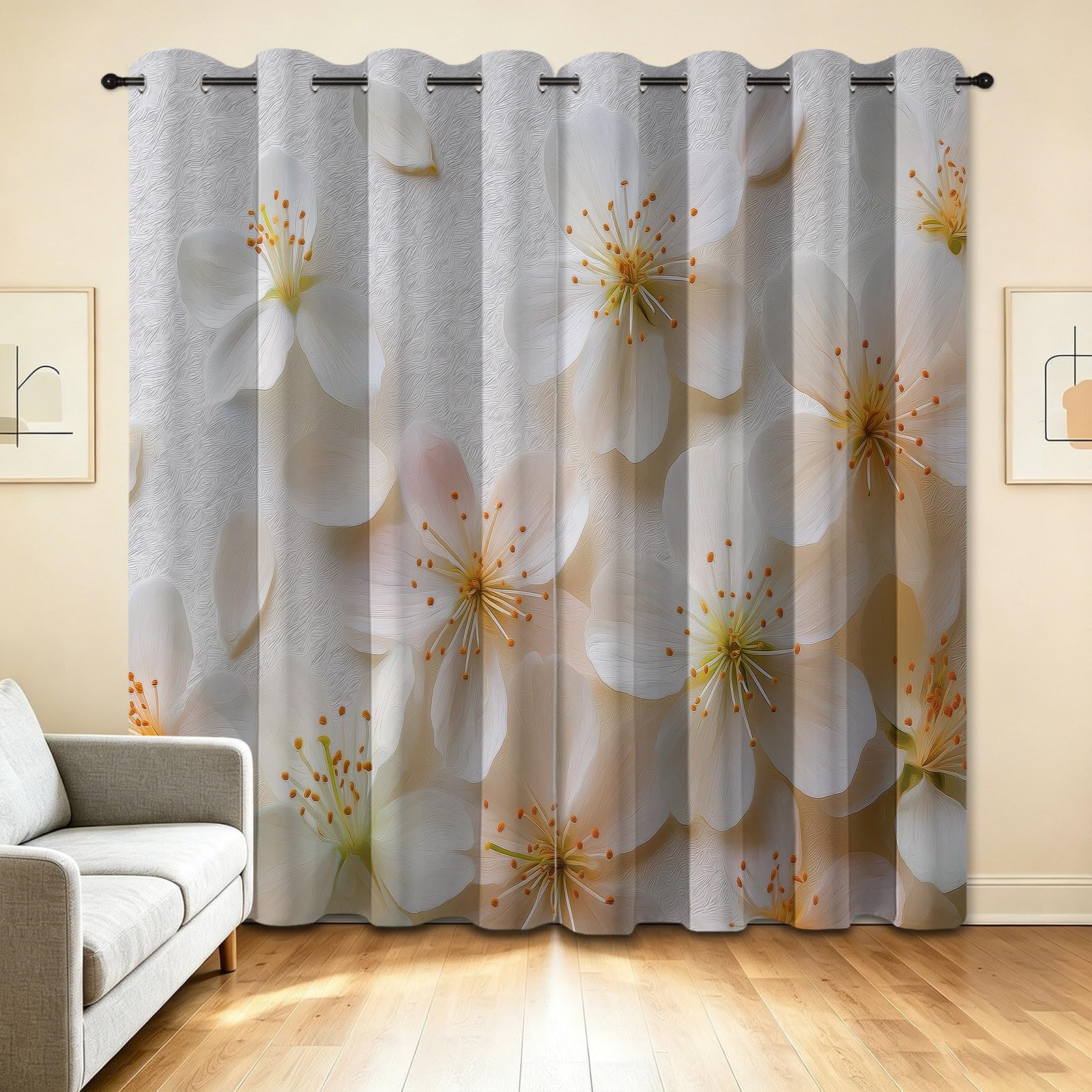 Cortinas opacas, color blanco, 116 x 183 cm, 2 paneles