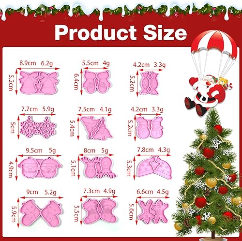 Miniatura 5 de Moldes de resina de Navidad, moldes de resina de Navidad de silicona para aretes, llaveros y adornos, moldes de Navidad para hornear resina,