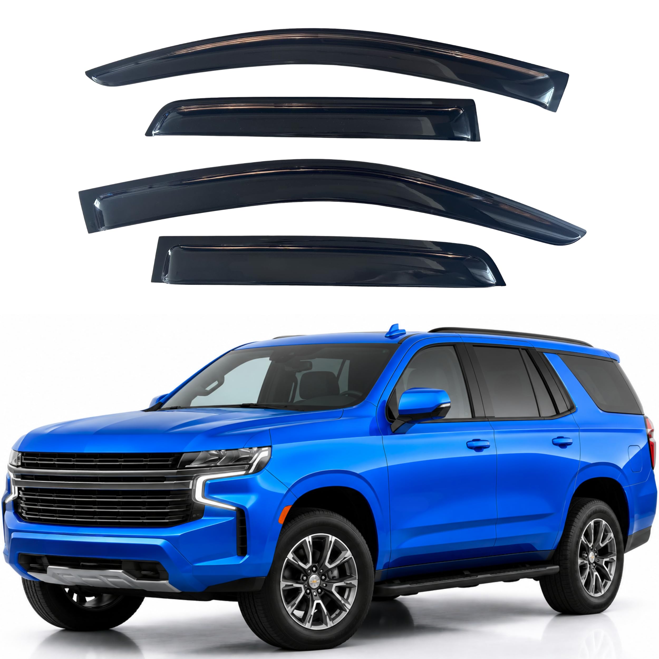 IG Window Visors Fit for 2021-2026 Chevrolet/Chevy Tahoe, Out-Channel Rain Guards Vent Wind Deflectors 4PC, Car Accessories for 2021-2026 GMC Yukon/Cadillac Escalade (Excludes Yukon XL)