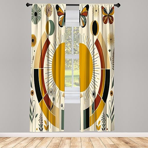 Vista 68 de Ambesonne - Cortinas multicolor para ventana