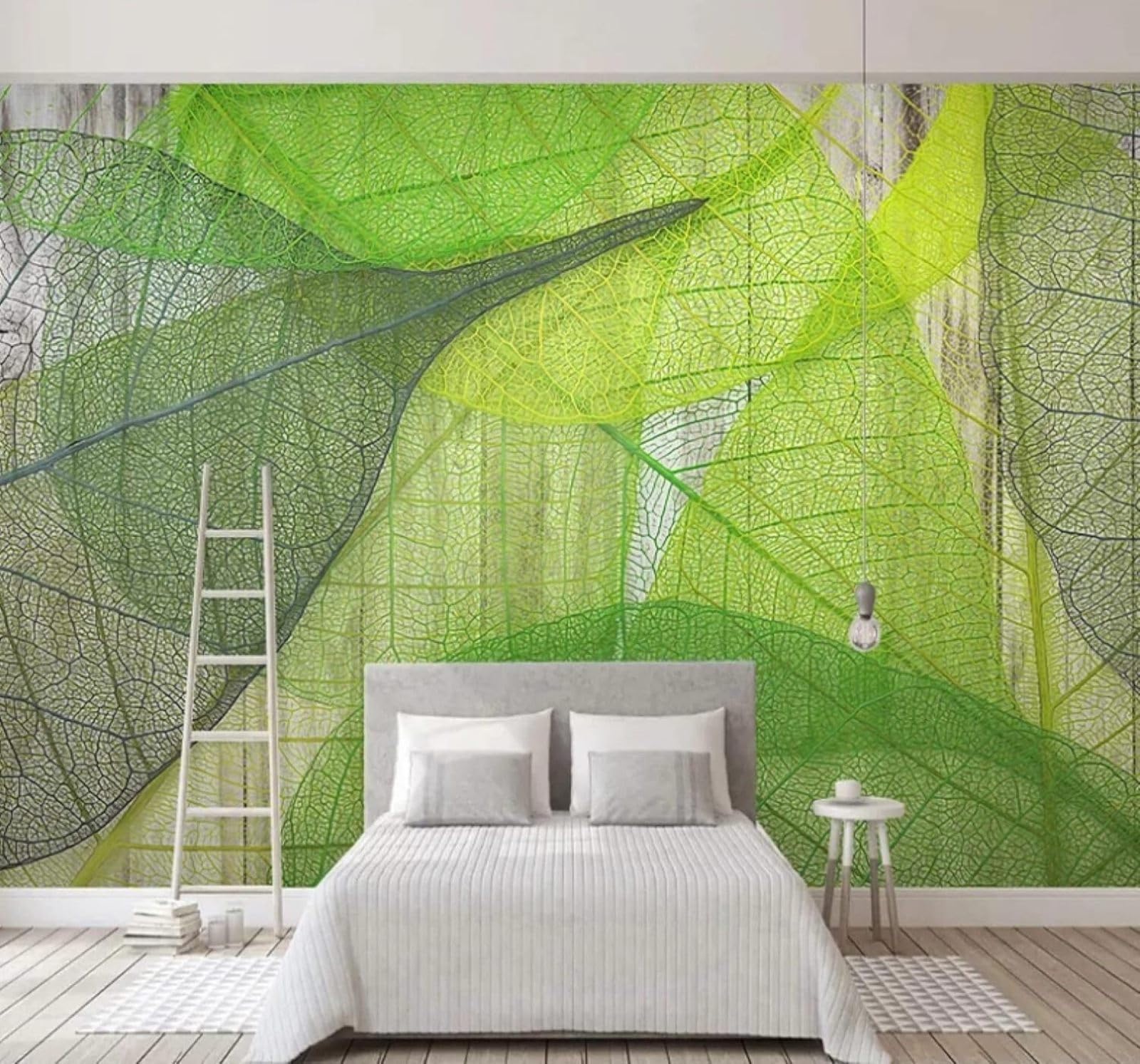 Papier peint feuilles vertes minimaliste pour mur TV et salon XLMING