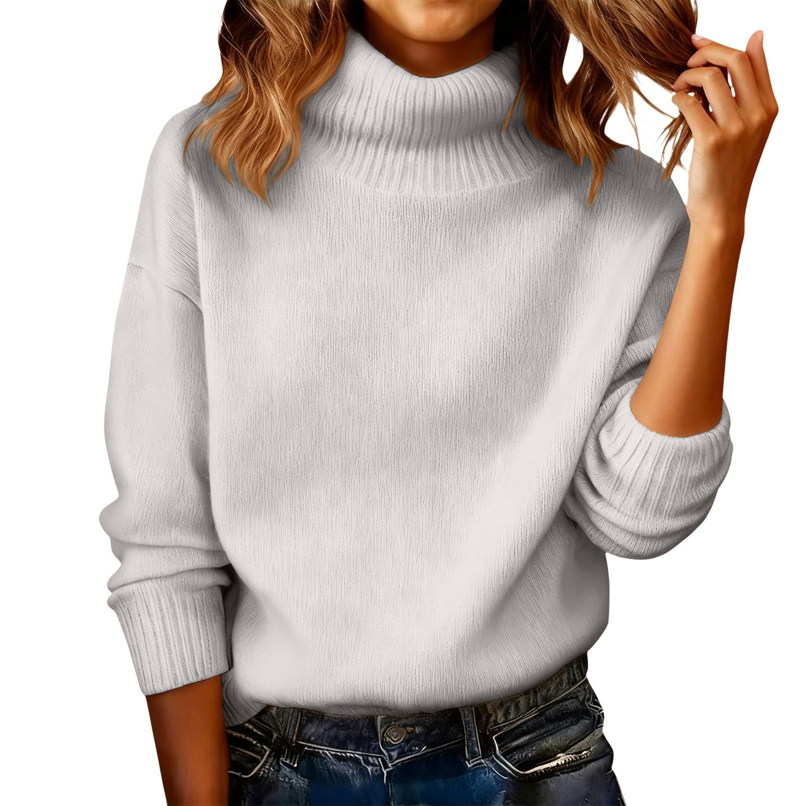 Turtleneck Cashmere Sweaters for Women Long Sleeve Knitted Pullover Warm Wool Sweater Fall Winter Clothing