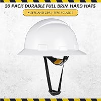 Vista 2 de 10 Pack Casco de ala completa, Casco de construcción blanco, Casco de seguridad HDPE con suspensión de trinquete ajustable de 6 puntos para hombres