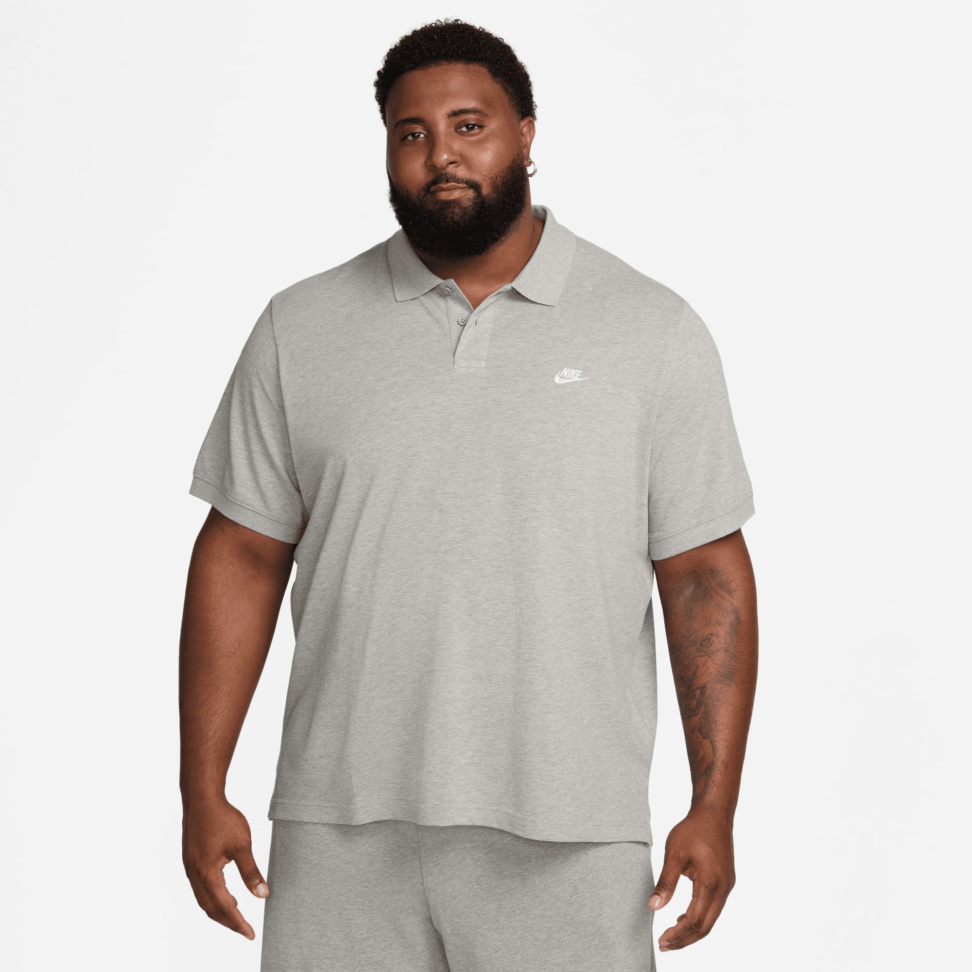 Nike FN3894-063 Nike Club Polo Shirt Hombre DK Grey Heather/White Tamaño M