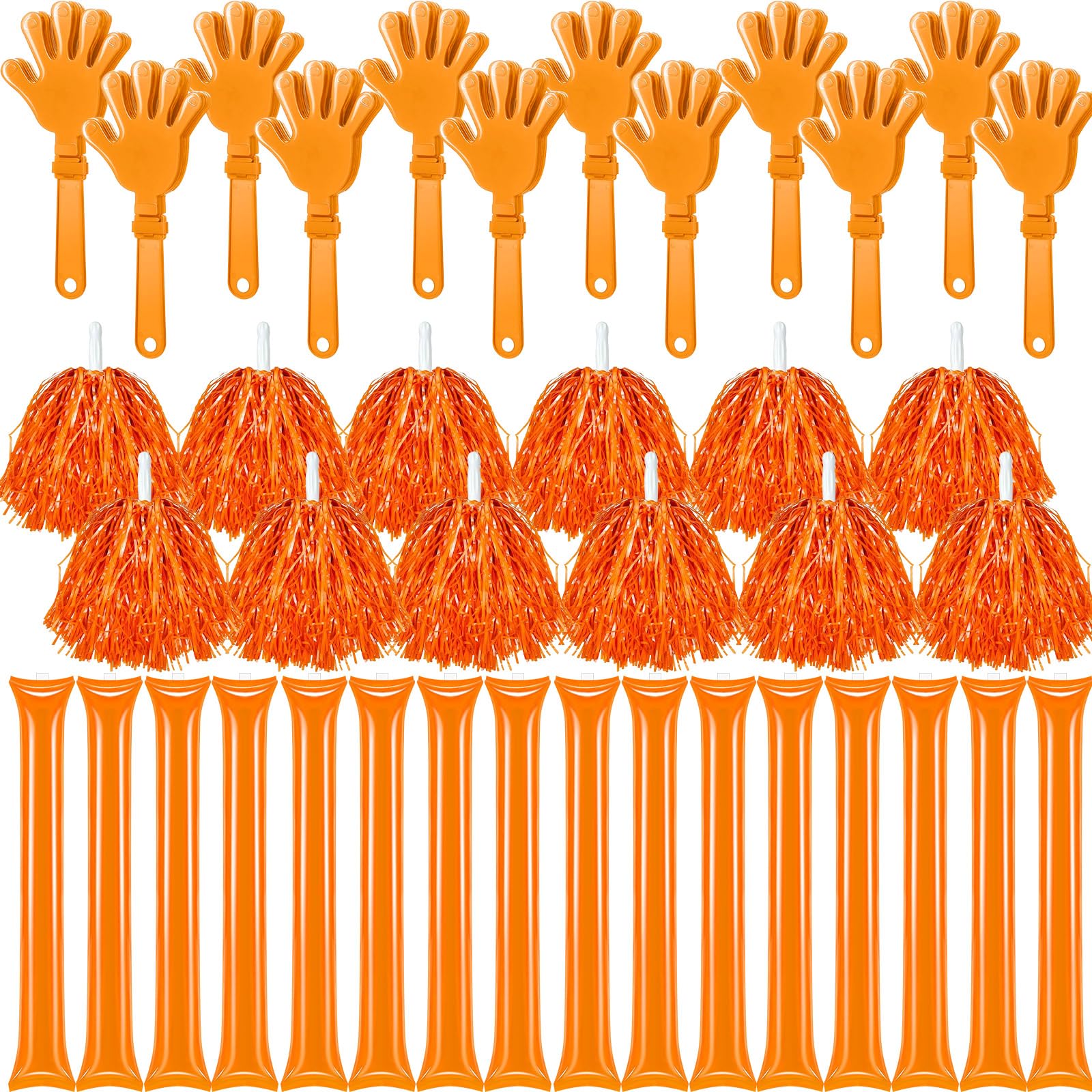 40 Pcs Orange Hand Clappers and Orange Thunder Sticks Orange Pom Poms cheerleading Noise Makers for Sporting Events Football Games School Team Spirit Items Party Favors Dance