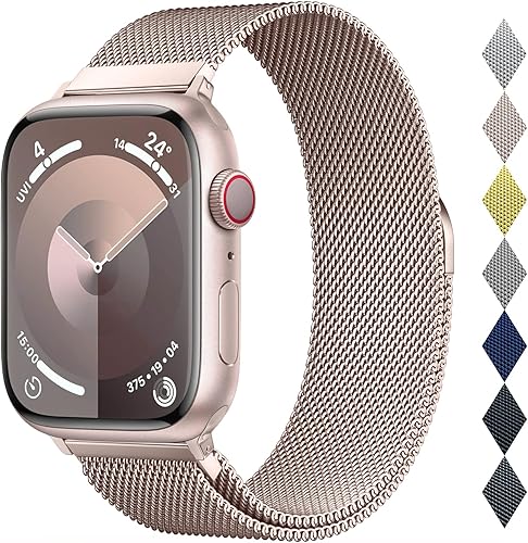 Miniatura 10 de Correa milanesa original de acero inoxidable para Apple Watch Band de 1.496 in, 1.575 in, 1.614 in, 1.654 in, 1.732 in, 1.772 in, cierre magnético