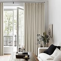 Vista 7 de Cortinas de lino 100% opacas de 90 pulgadas con pliegues de 2 paneles para sala de estar, con pestaña trasera plisada, cortinas oscuras