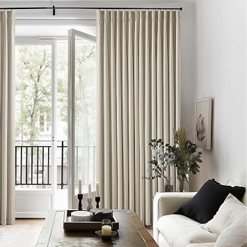 Burlywood Birch 100% Blackout Pinch Pleated Linen Curtains 126 Inches Long