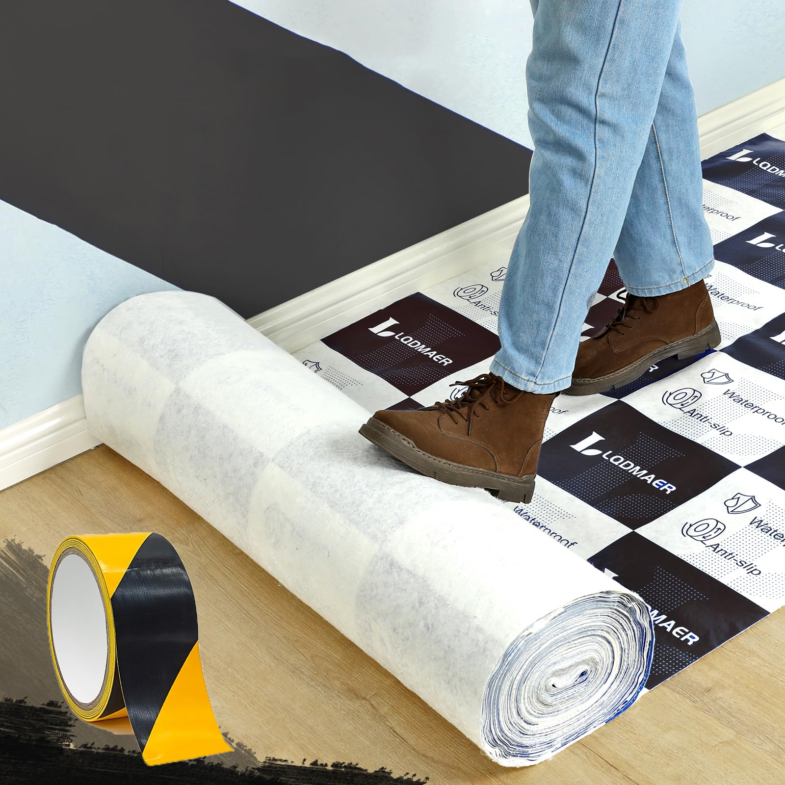 40 in x 100 ft Floor Protection Film Roll, Construction Floor Protection for Hardwood Floors, Temporary Floor Covering Protector for Renovation Moving