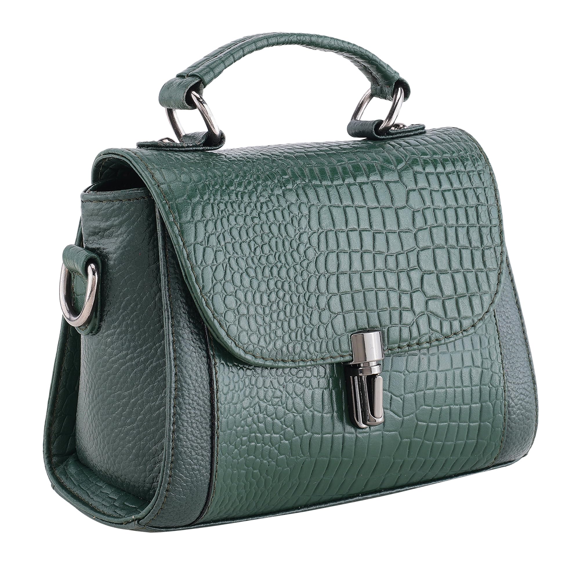 Steve Jhonson Genuine Leather Croc Style Hand Design Women Sling Shoulder Handbag Satchel ToteBag | Double Handle - Sling Belt - Metal Logo Embossed | (B0CVV5QSZK) Amazon Price History, Amazon Price Tracker
