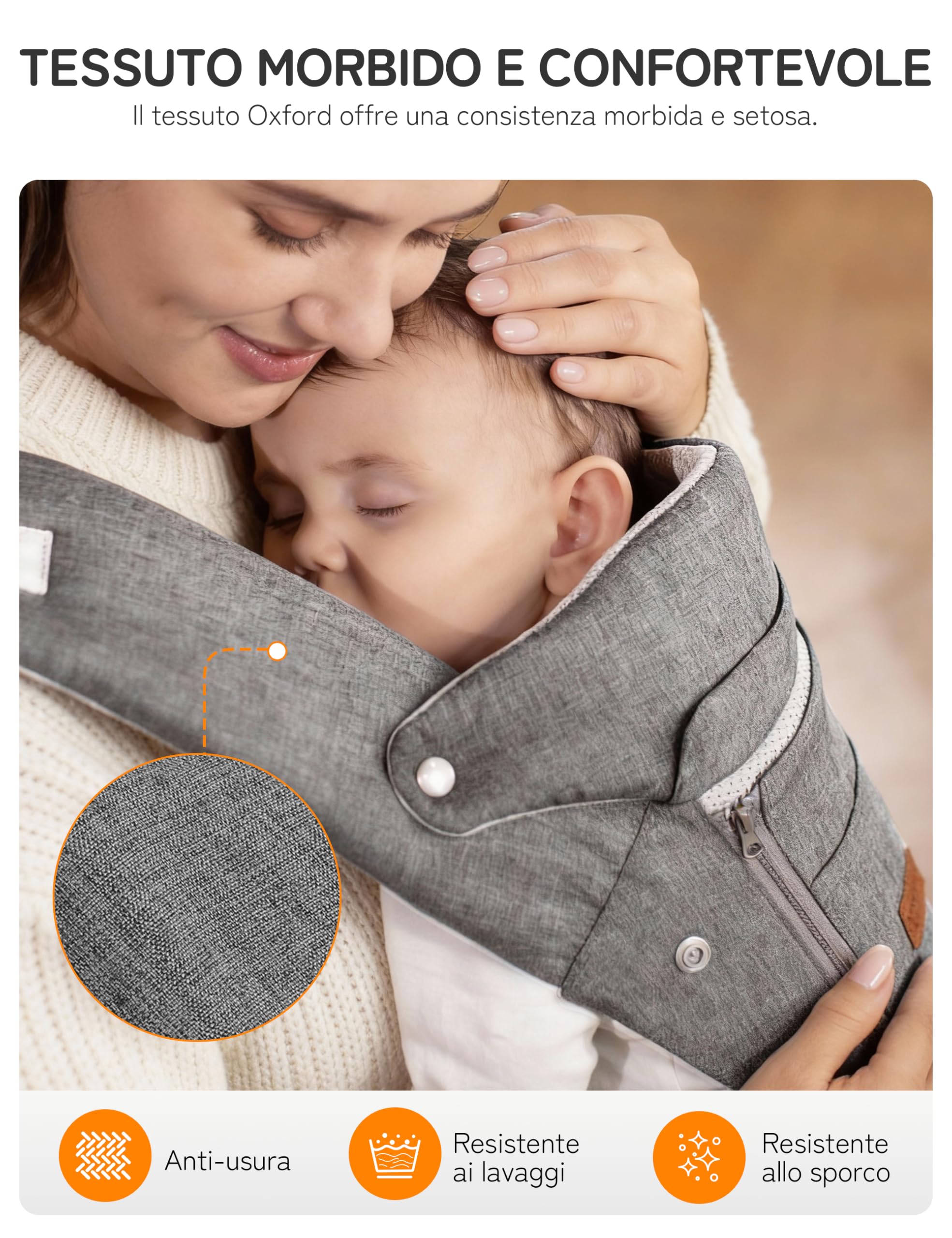 besrey Marsupio Neonato 4-36 Mesi con Seduta Ergonomica e Supporto Lombare | Per passeggiate e uso quotidiano: seduta a M, rete mesh traspirante e spallacci imbottiti; include 2 bavaglini in cotone.