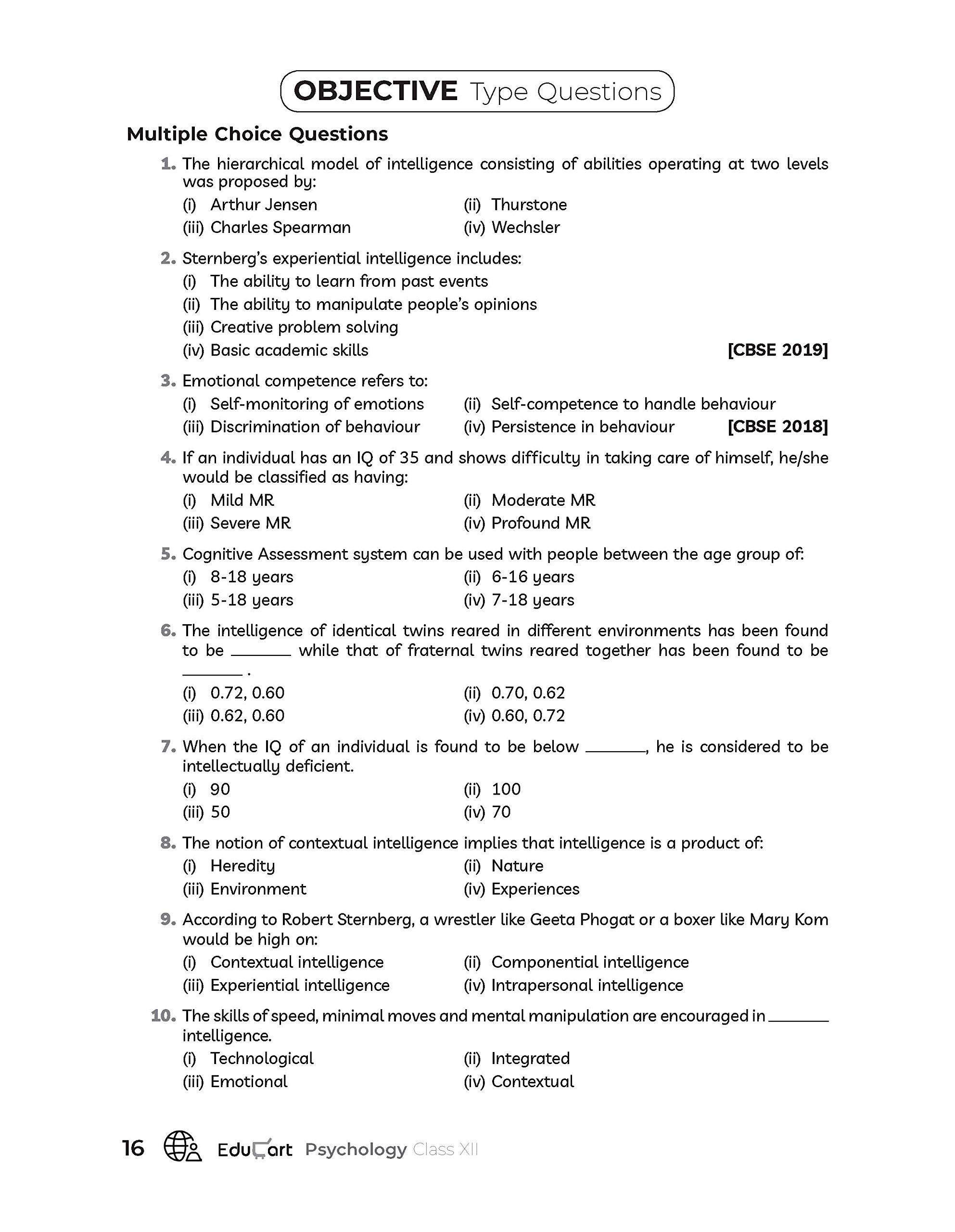 Educart CBSE Psychology Class 12 Question Bank (Reduced Syllabus) for 2021 3