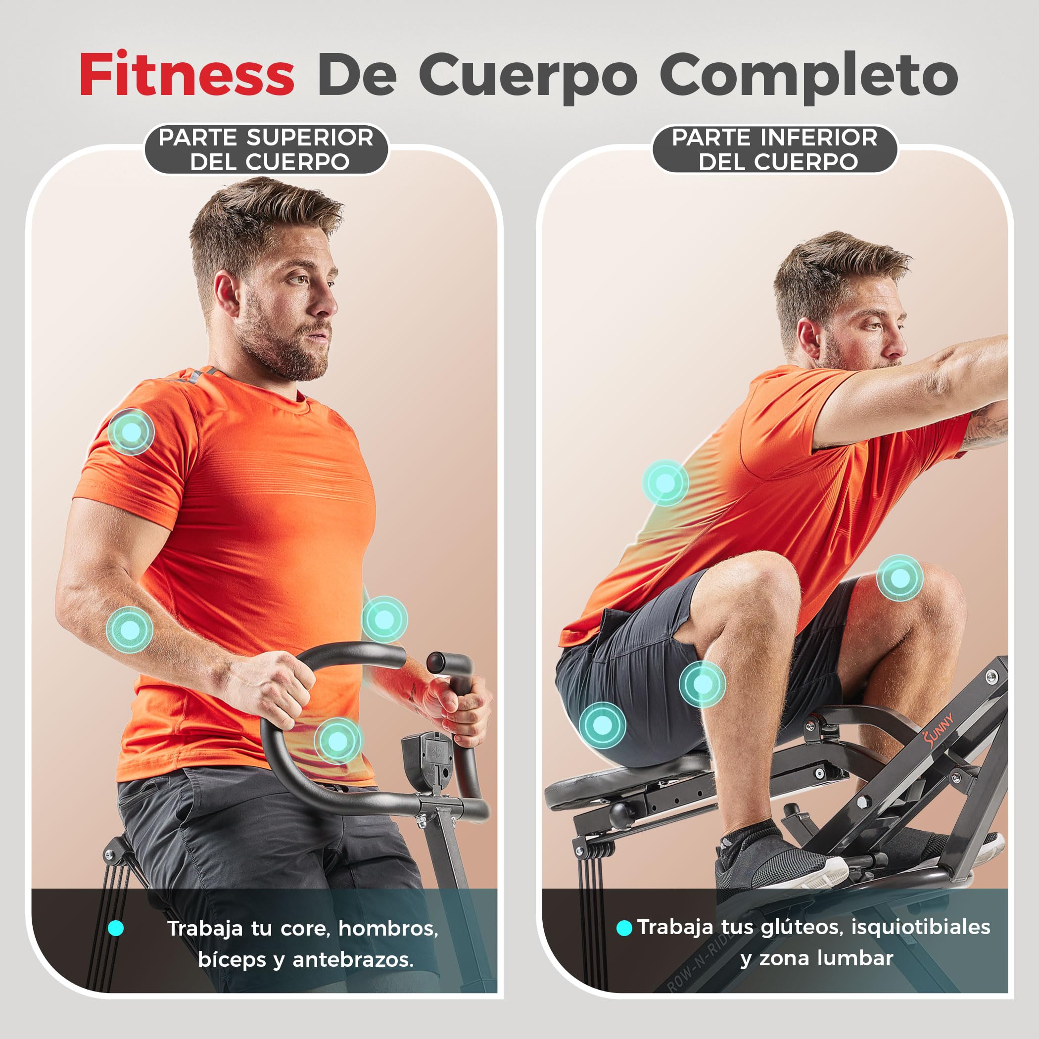 Sunny Health & Fitness Row-N-Ride Entrenador de Asistencia para Sentadillas, Equipo de Ejercicio Plegable en Casa con Resistencia Ajustable para Brazo, Glúteo y Pierna, Opcional SunnyFit APP Gratuita