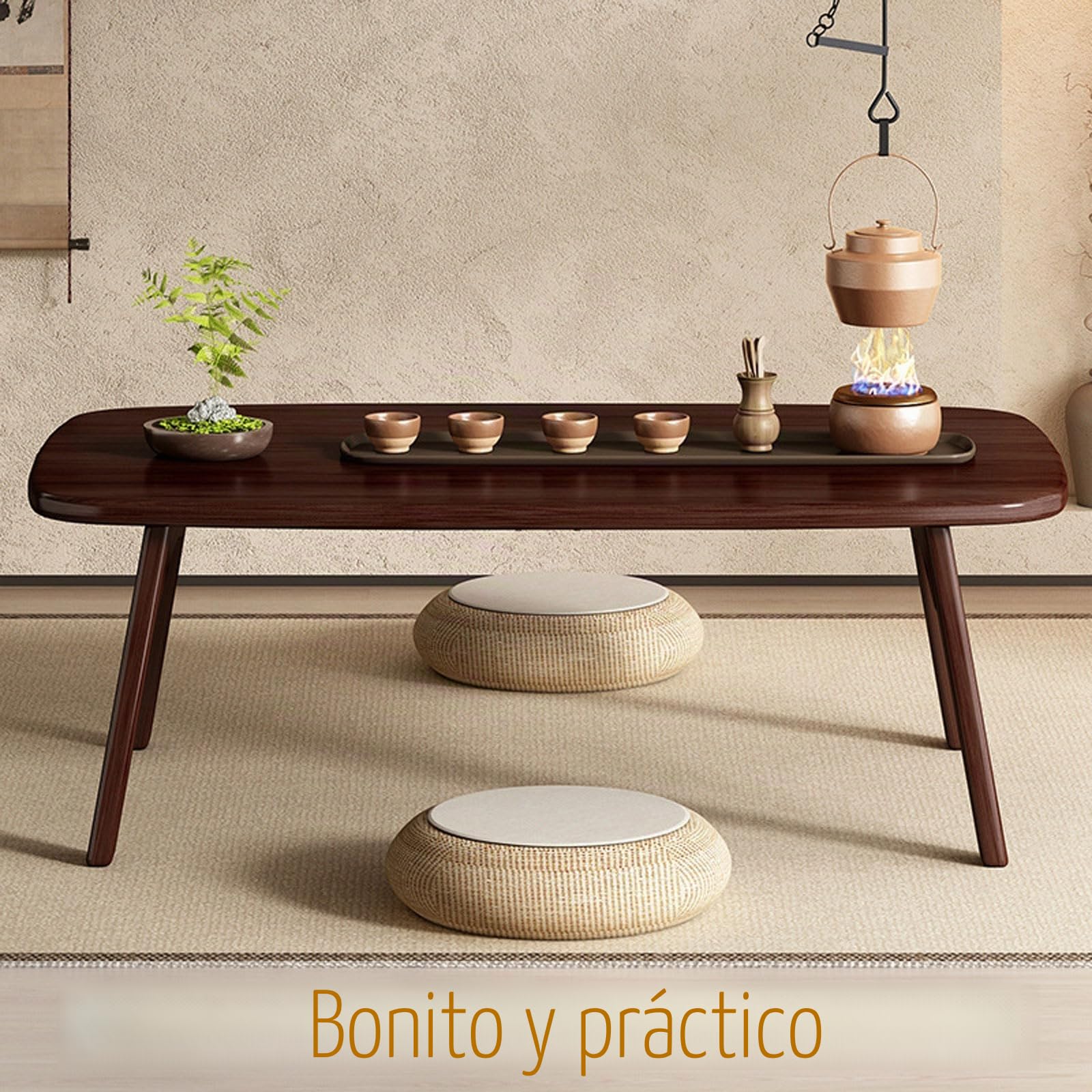 Mesa de Tatami Plegable,Mesa de Centro Japonesa Plegable,Mesa de Centro de bambú para Sentarse en el Suelo,Rectangular Mesa de Altar,para Dormitorio,ventanal,salón de té