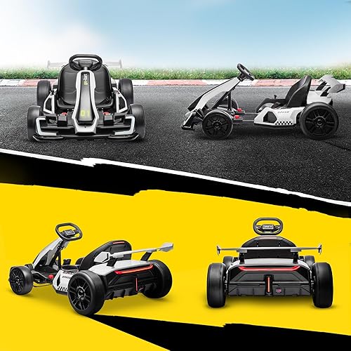 Miniatura 9 de Aosom Go Kart eléctrico de 24 V 7.5 MPH con asiento ajustable, juguete a la deriva alimentado por batería al aire libre con arranque lento, botón de