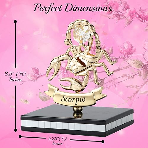 Miniatura 3 de Matashi Estatuilla de escorpio chapada en oro de 24 quilates con cristales para mamá, novia, novio, hija, hijo, amigo