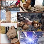 WZQH Leather Work Gloves for Men or Women. Large Glove for Gardening, Tig/Mig Welding, Construction, Chainsaw, Farm, Ranch, etc. Cowhide, Soft Lining, Utility, Firm Grip, Durable. Coffee-grey L
