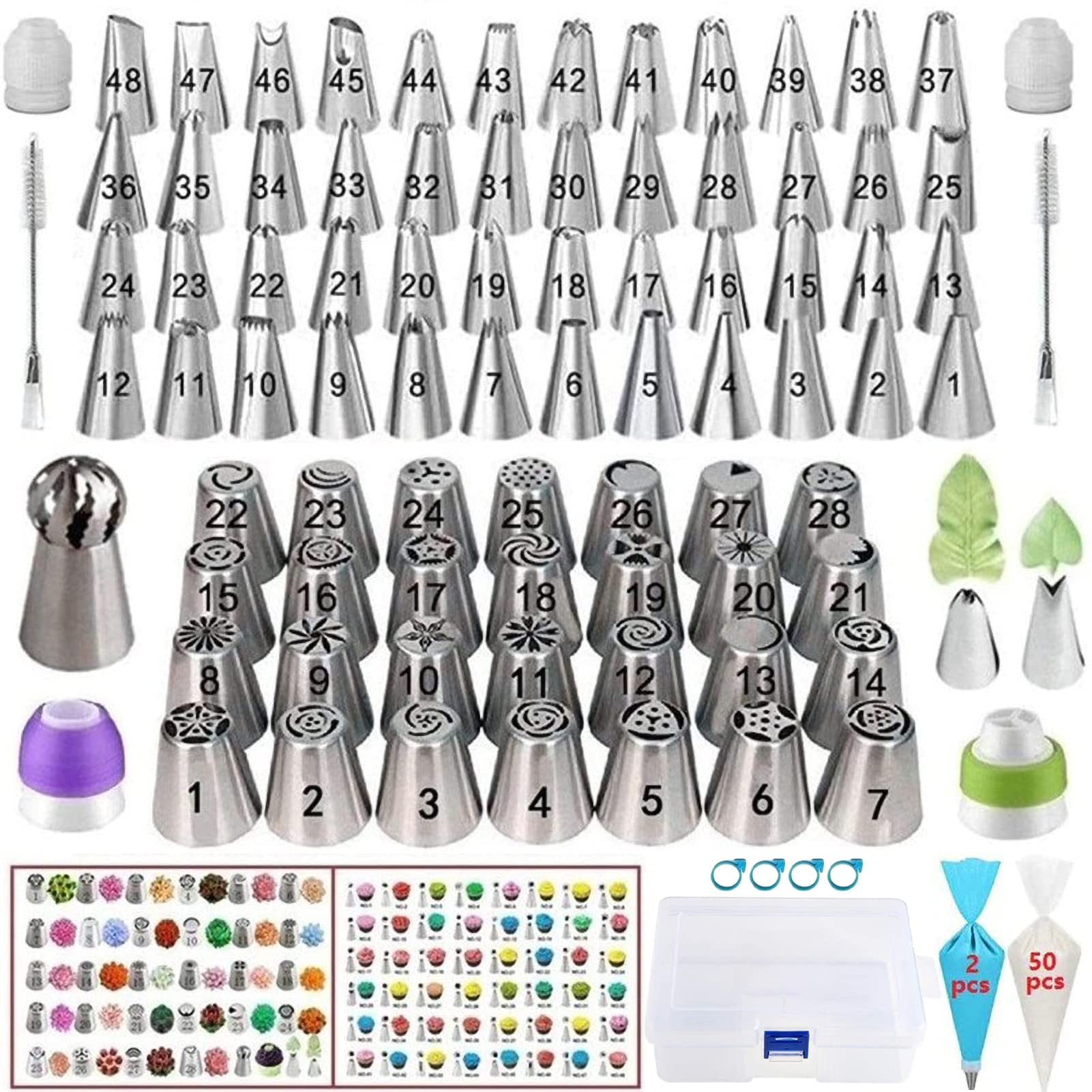 Kit de decoración de pasteles, kit de horneado de 145 piezas con 79 puntas de glaseado pequeñas y rusas, mangas pasteleras y acopladores, herramientas de decoración de pasteles de