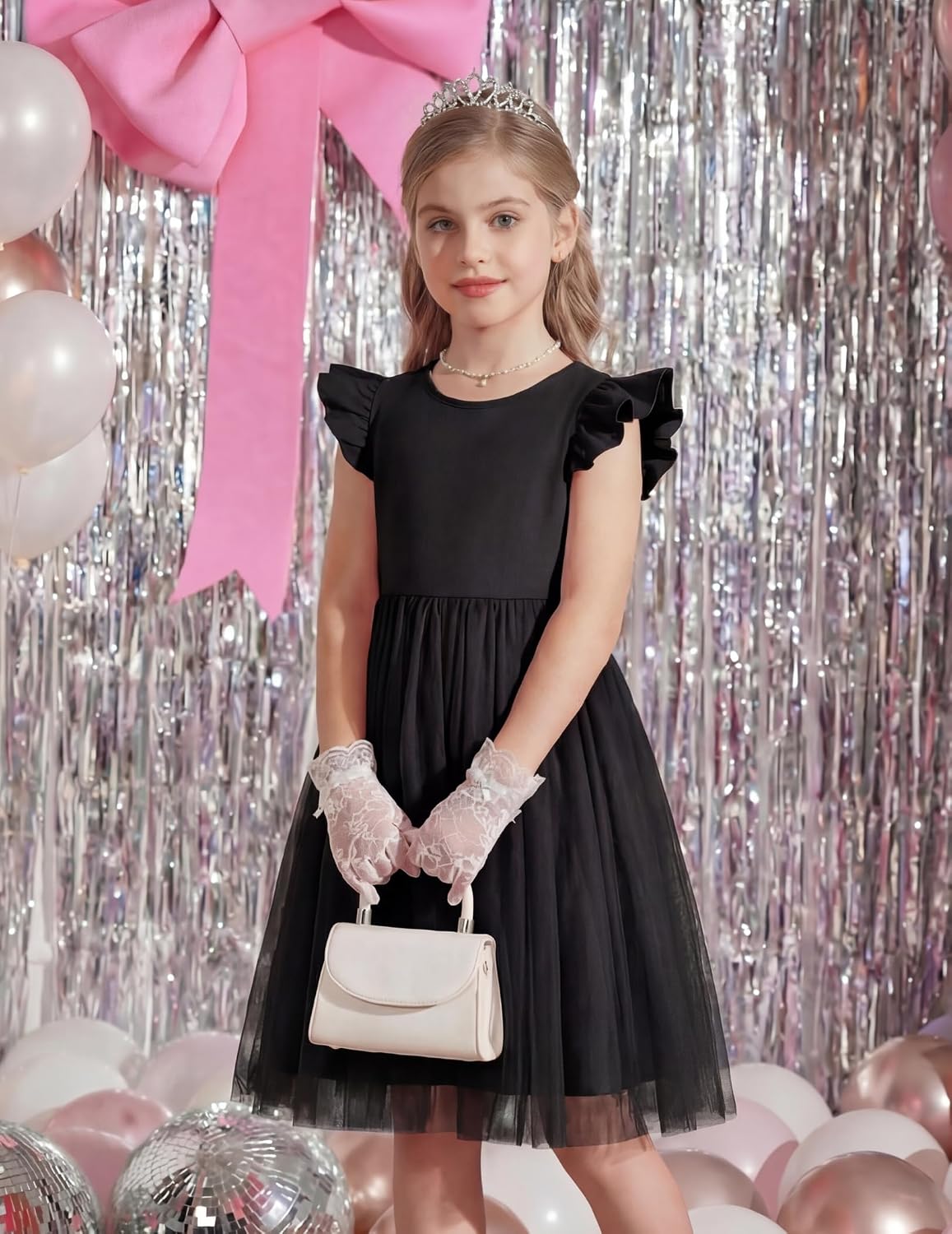 Arshiner Toddler Flower Girl Dress V-Back Bowknot Birthday Party Formal Ball Gown Prom Tulle Dresses
