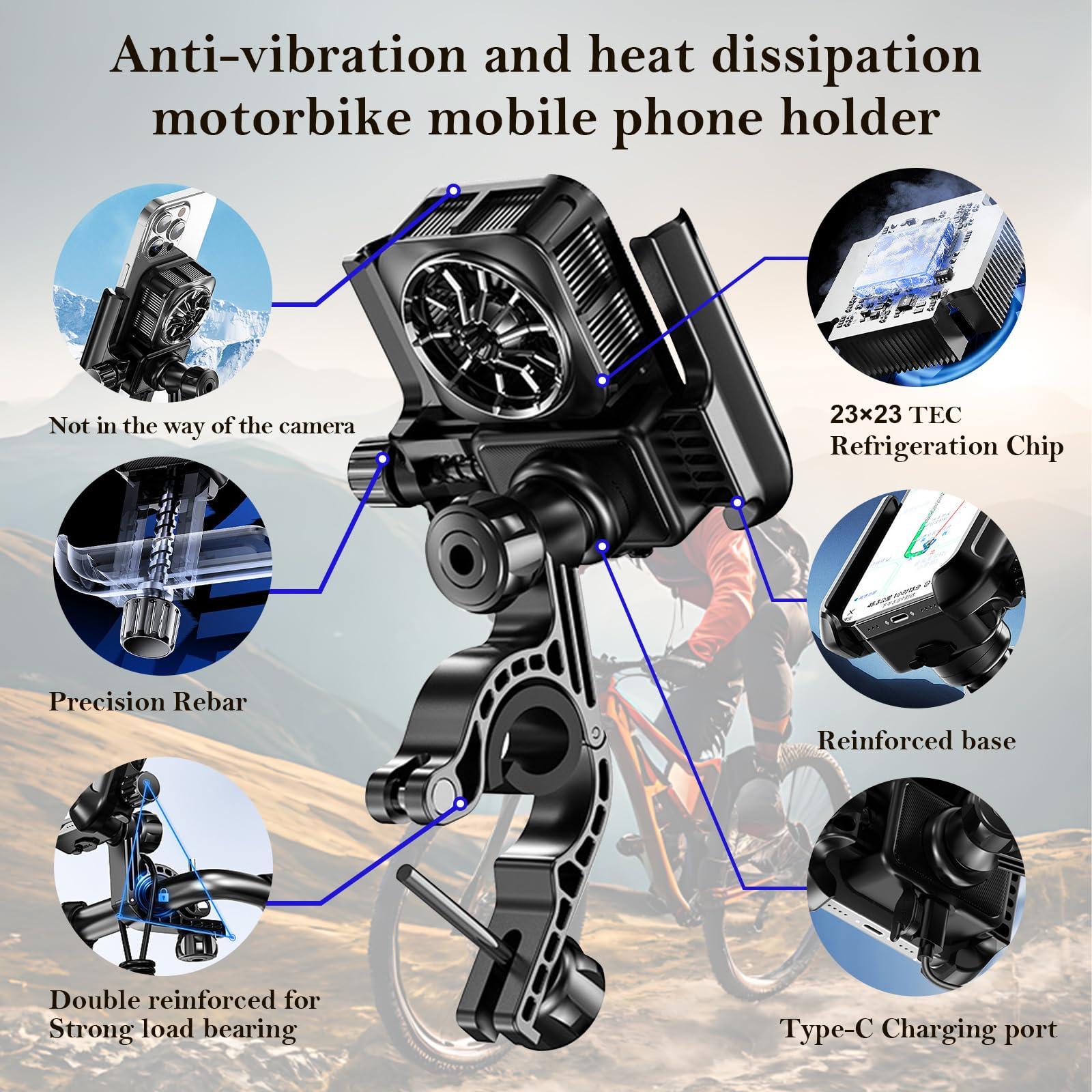 Auvstar 2025 Mobile Phone Holder Bicycle With TEC Cooling 360 - View #4