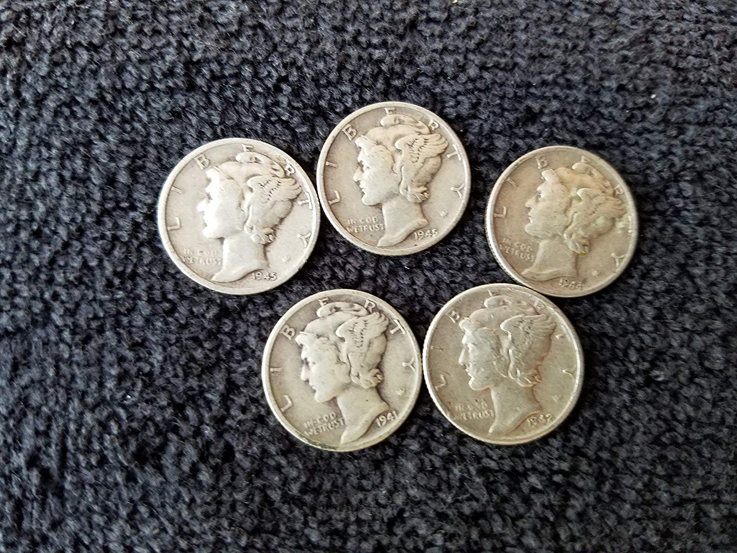 5 Various Mint Marks Mercury Dimes VG-08 and better