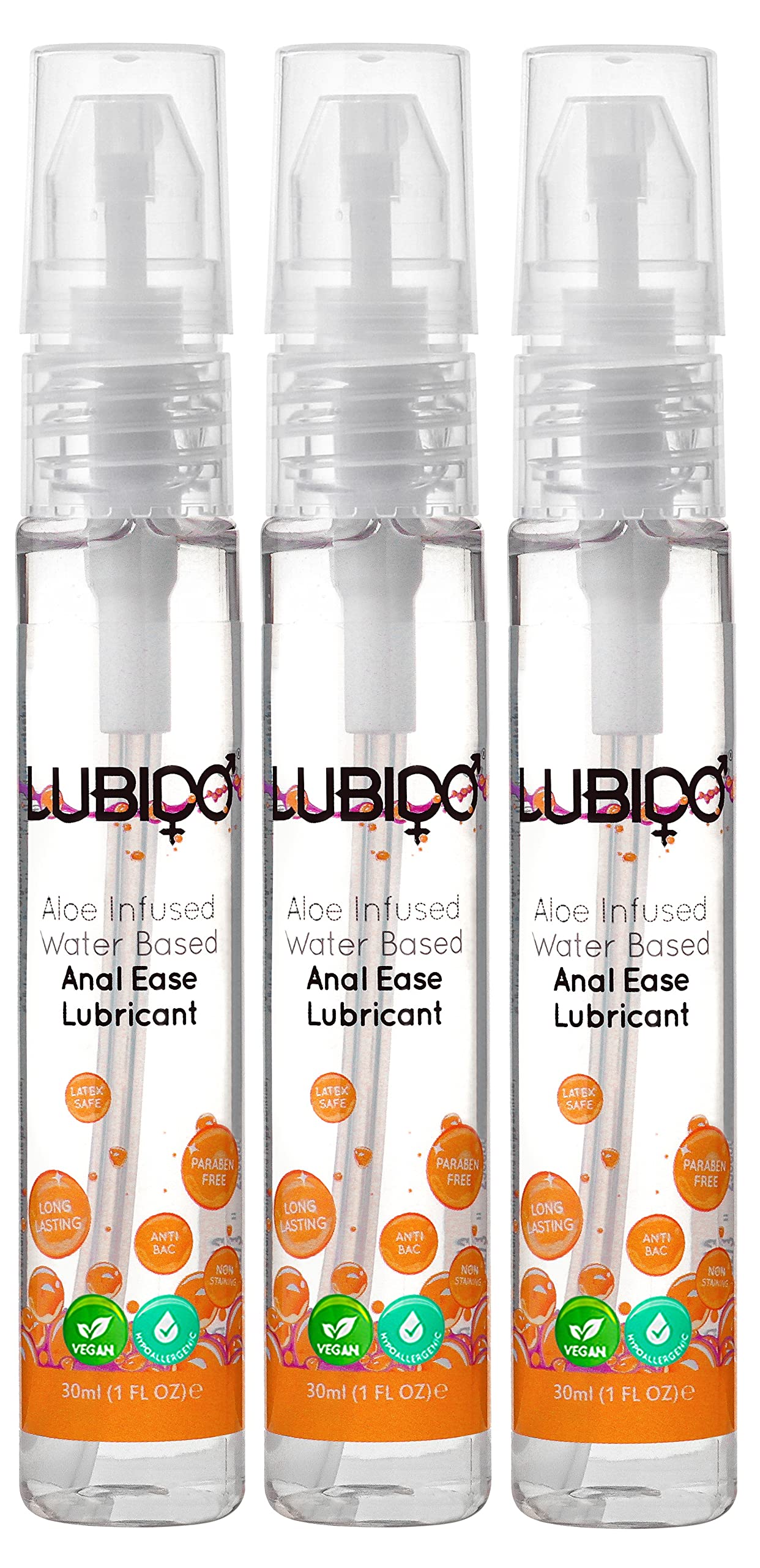 Lubido Aloe Infused Anal Lube - Water Based, 30ml, Pack Of 3,  Hypoallergenic & Condom Safe That Won T Stain Sheets