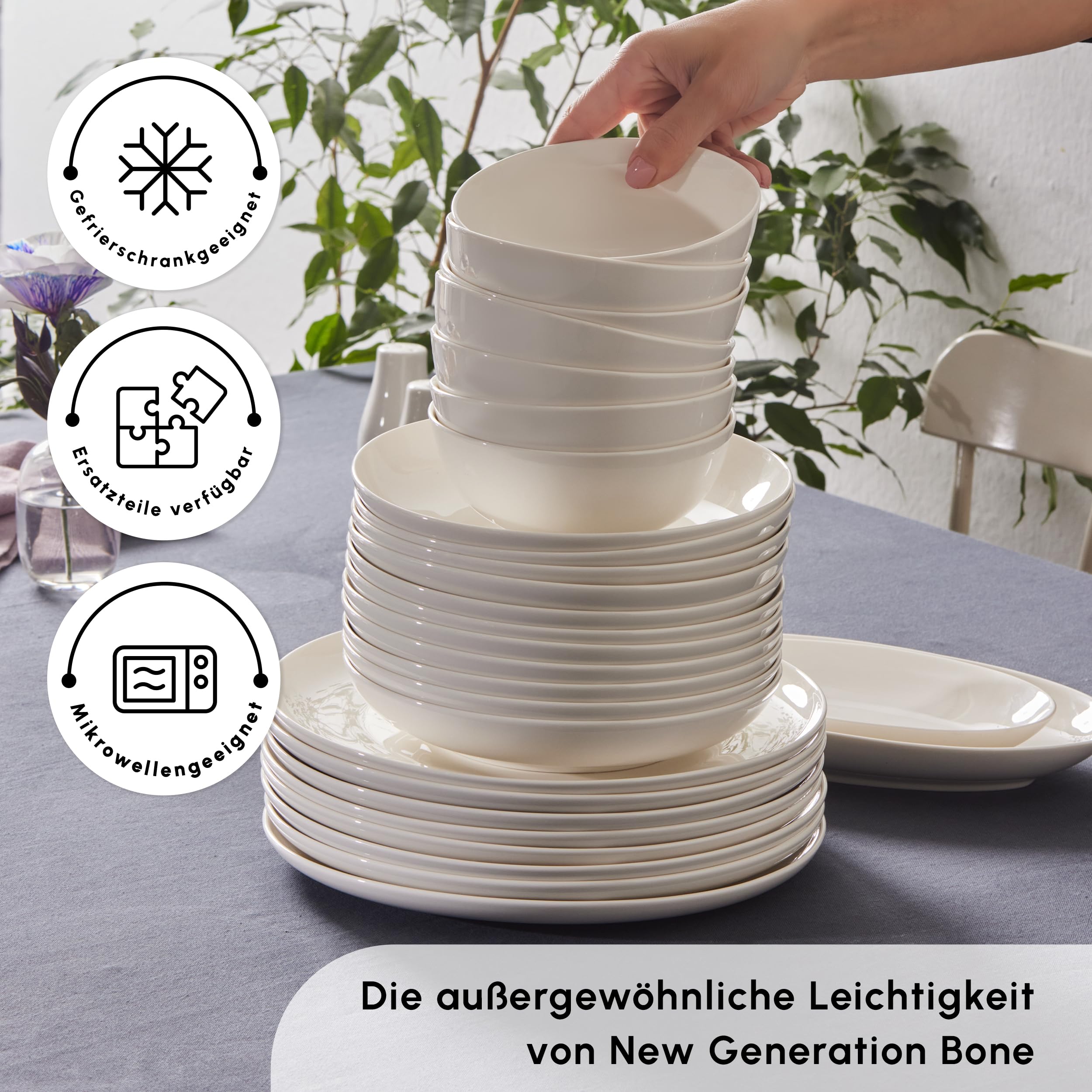 Karaca Allure 41-pièces vaisselle 12 personnes New Bone - Set exquis pour un art de la table exigeant
