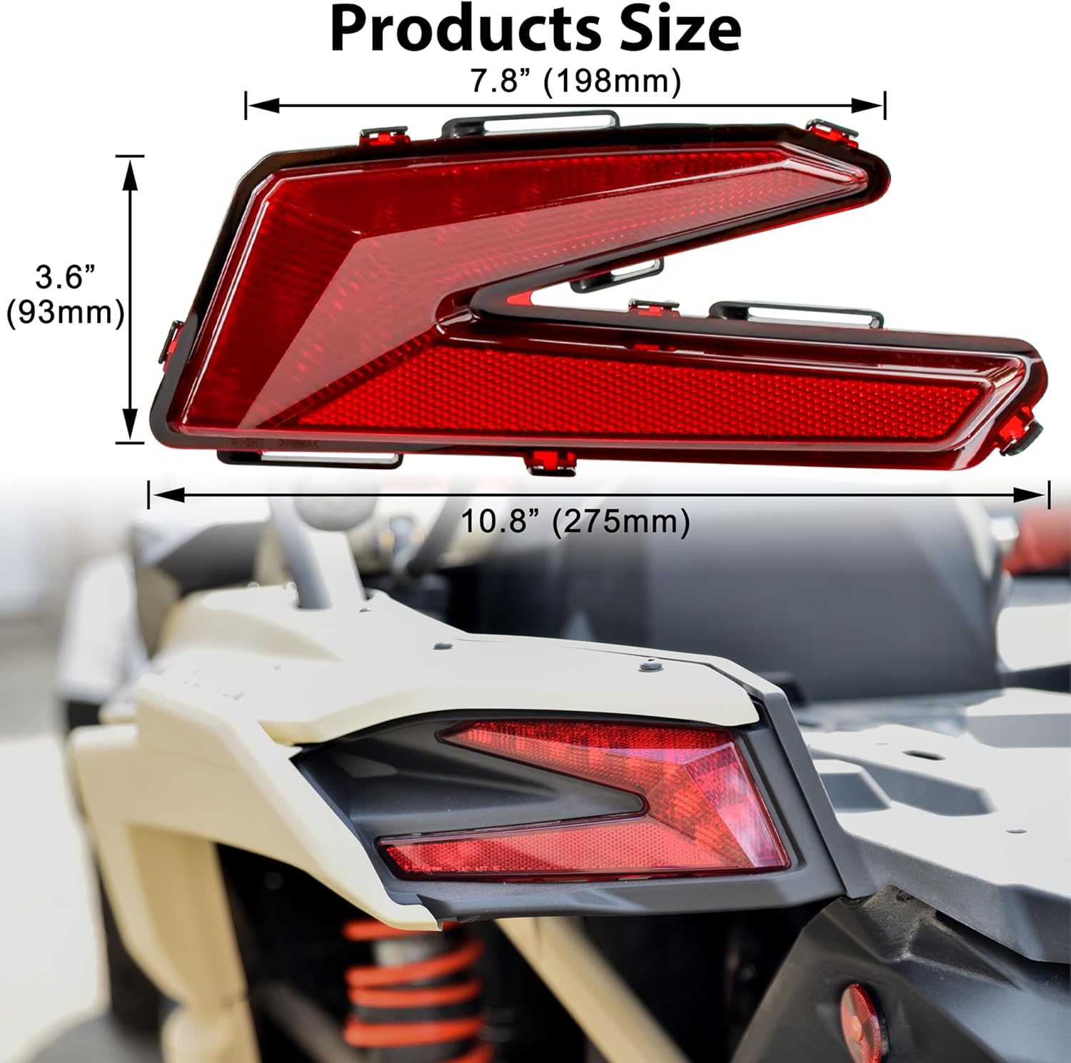 LED Taillights for Can Am Maverick X3 XDS XRS Max Turbo R 2017-2025 Accessories, Red Lens Rear Brake Stop Tail Lights Lamps Assembly Kit Replace #710004744 (2PCS)
