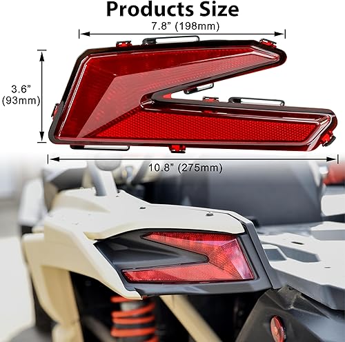 Miniatura 6 de Luces traseras LED para Can Am Maverick X3 XDS XRS Max Turbo R 2017-2025, accesorios de lente roja, luces traseras de freno trasero, kit de montaje