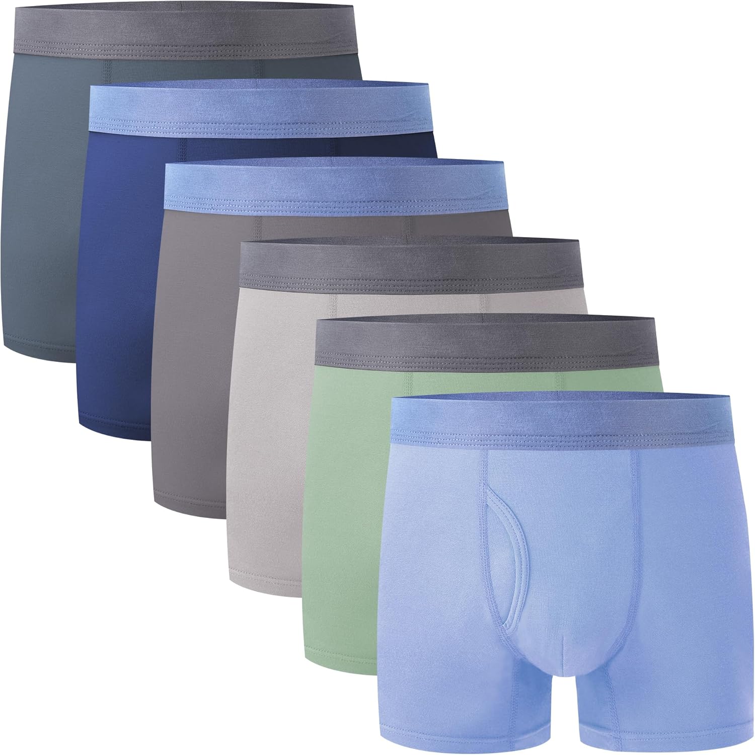 BAMBOO COOL Boys' Boxer Briefs 6-18Y Underwear Moisture-Wicking Lightweight and Ultra Soft 6-Pack