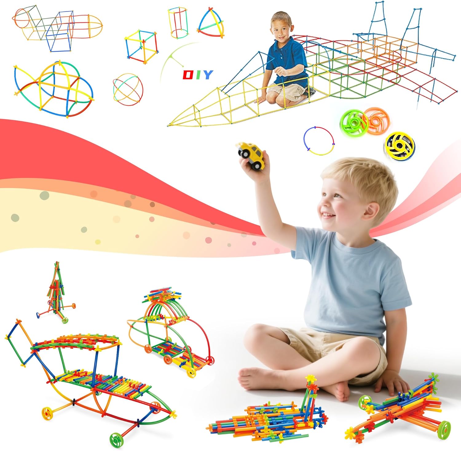 600Pcs STEM Building Toys,Straw Constructor Building Blocks Toy,Develops Motor Skills and Logic Thinking,Classroom Must Haves Creativity Preschool Toy for Kids Aged 3+,Great Gift for Kids