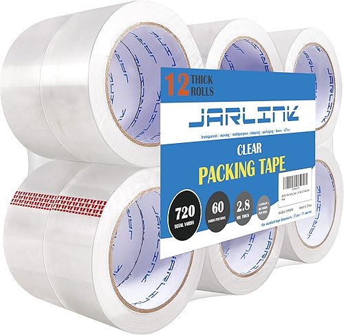 Miniatura 8 de JARLINK Cinta de embalaje transparente (6 rollos), cinta de embalaje resistente para embalaje de envío, sellado en movimiento, más fuerte y más
