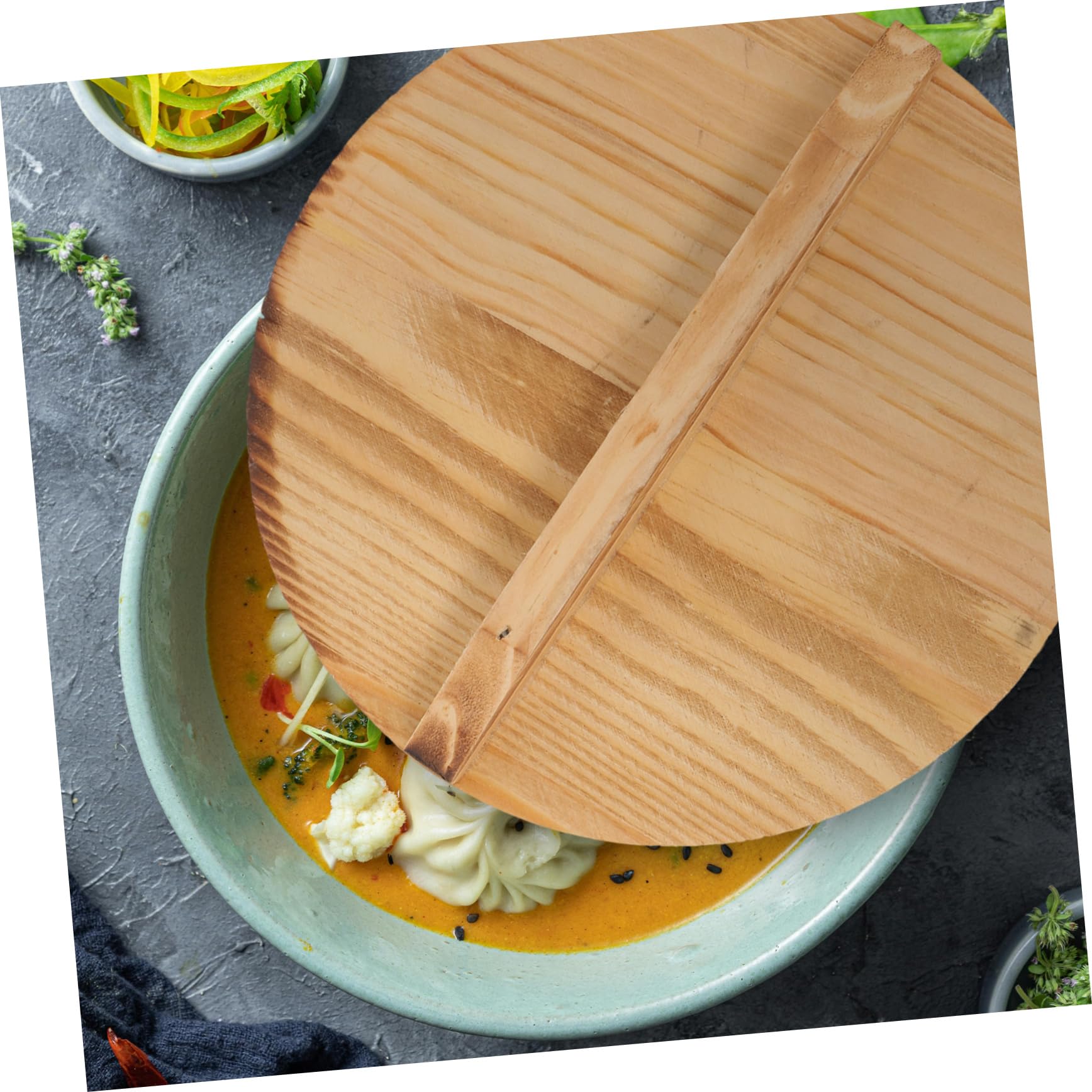 Garneck 5 Pz coperchio della pentola calda coperchio della pentola per salse da cucina della teglia wok retrò della padella mini coprivaso Di legno