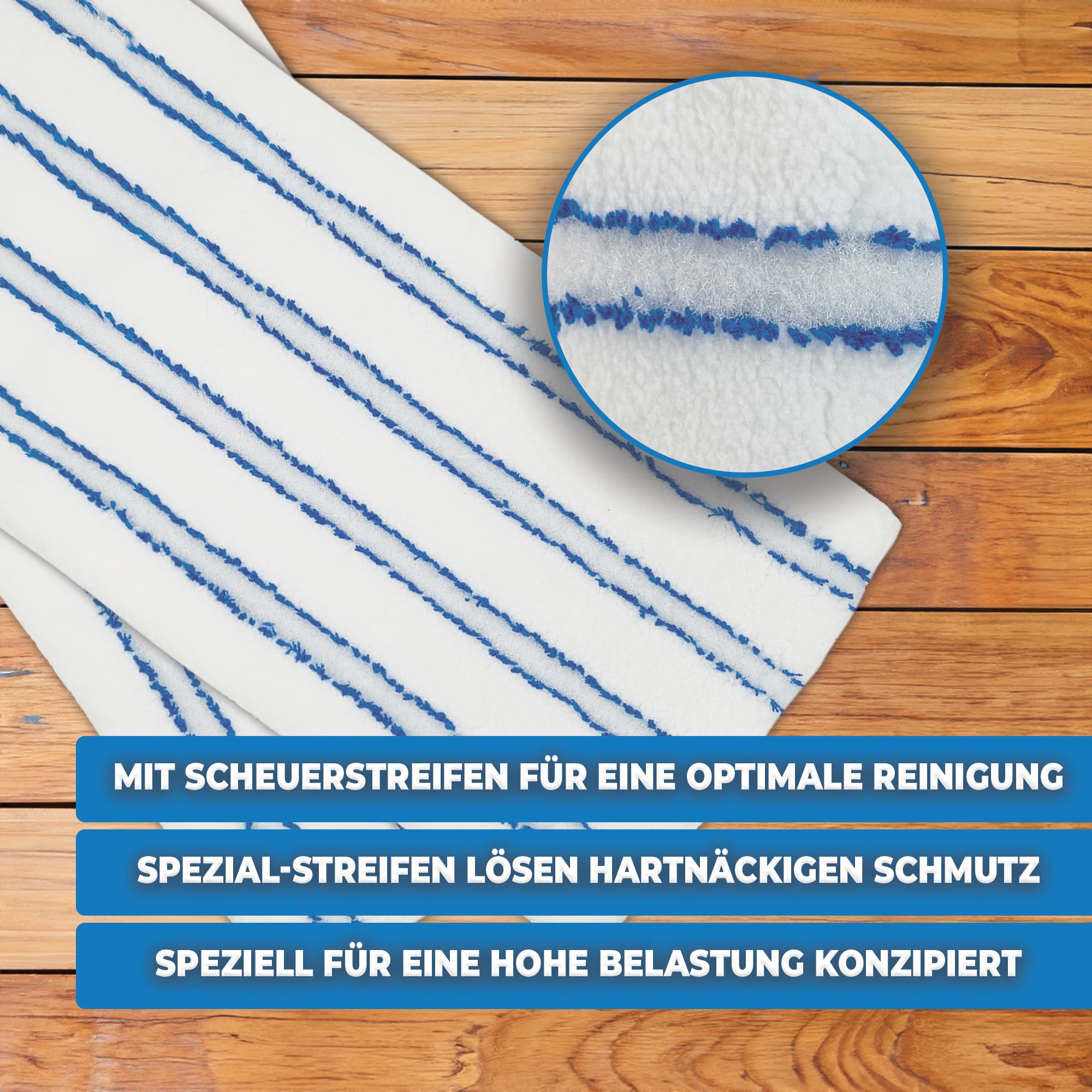 10x Profi Microfaser-Möppe für Gewerbetreibende - Wischmöppe für 50cm Mopphalter - Wischbezüge mit Abrasivstreifen - Professionelle Taschenbezüge - auch als 100er-Pack wählbar