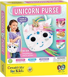 Creativity for Kids Unicorn Purse - Create A No Sew Fabric Unicorn Bag - Crafts - Boosts Fine Motor Skills for Preschoolers, White