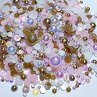 Vista 19 de Tingoons - Diamantes de imitación mixtos con parte trasera plana de 0.76 a 0.39 pulgadas, perlas semicirculares para manualidades, vasos, zapatos