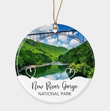 New River Gorge National Park Christmas Ceramic Ornament- New River Gorge National Park Travel Souvenirs In Virginia-Us Ornament Christmas Tree Decor Gift Friends- Family Printed on Both Sides