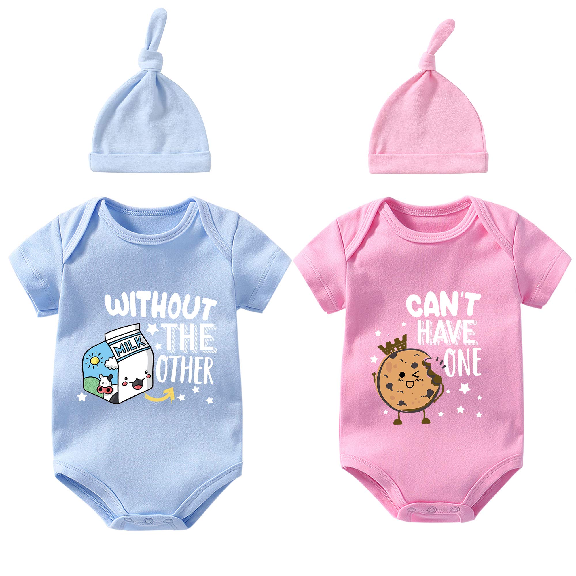 Culbutomind Baby Twins Bodysuits Cookie Milk Newborn Infant Baby